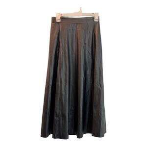 Earo Faux Leather Skirt A-Line Midi Womens Size Medium Black